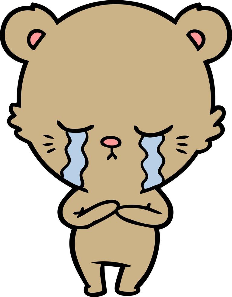 crying cartoon bear vector