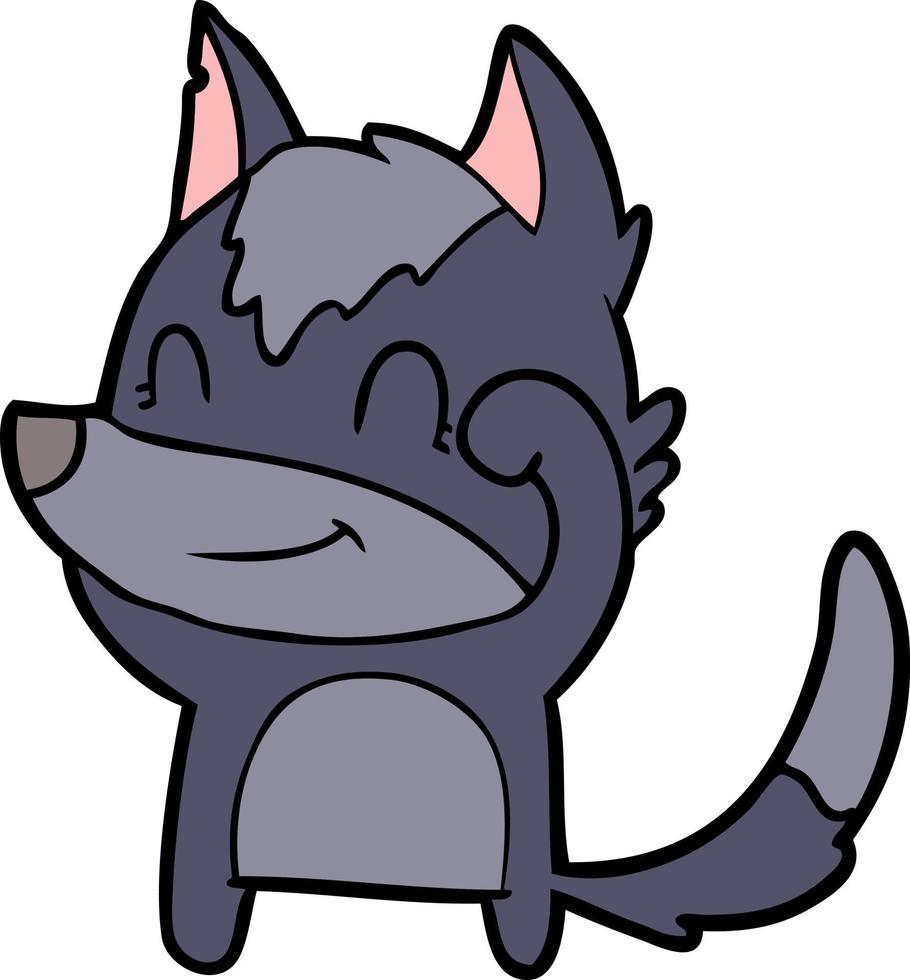 friendly cartoon wolf vector