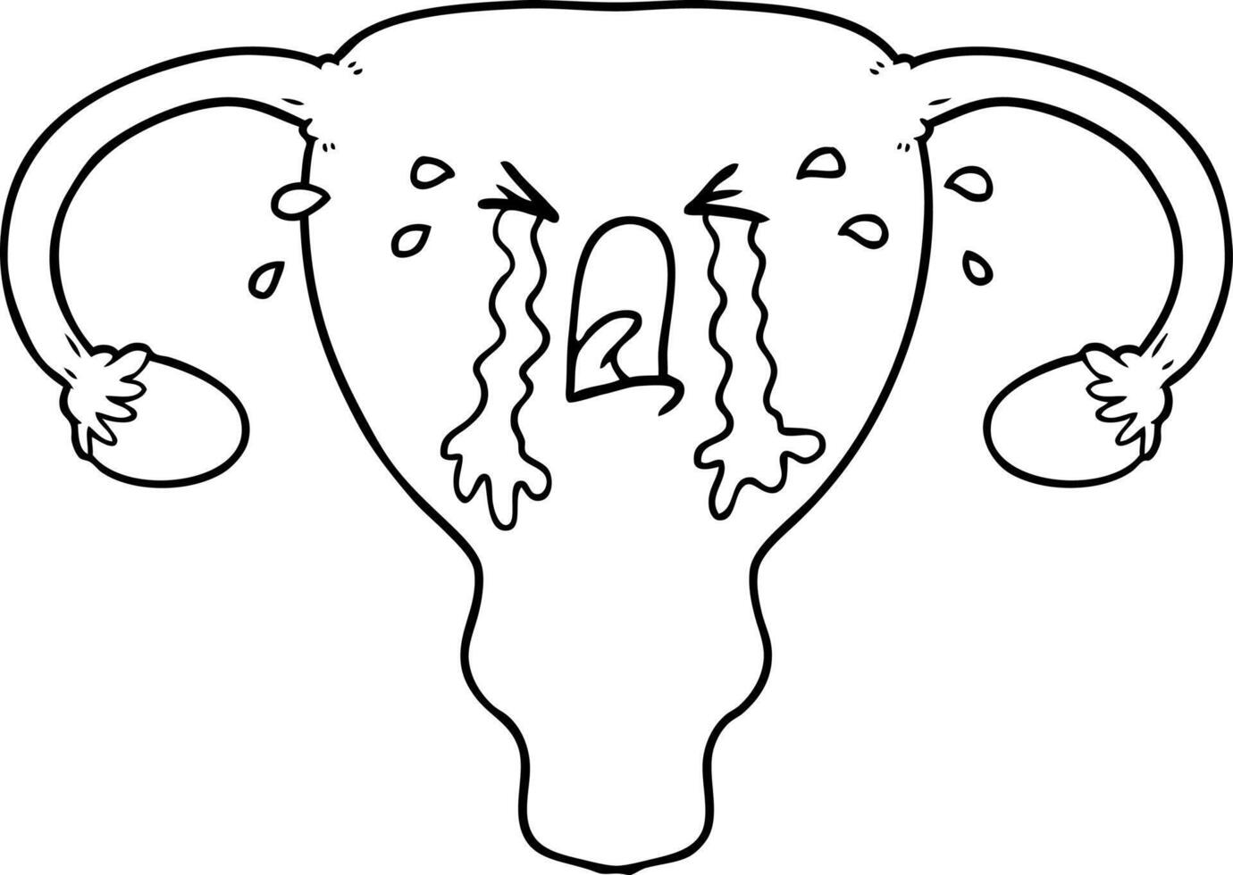 cartoon uterus crying vector