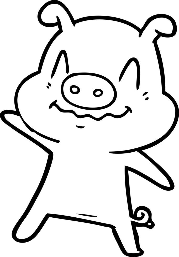 nervous cartoon pig vector