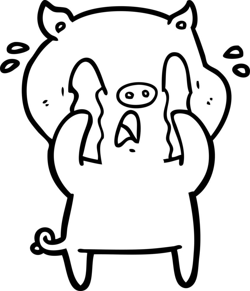 crying pig cartoon vector