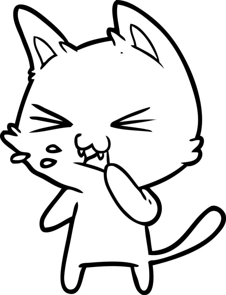 cartoon cat hissing vector