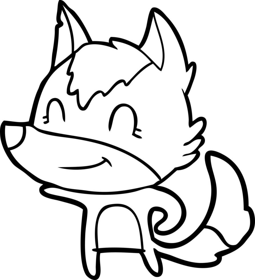 friendly cartoon wolf vector
