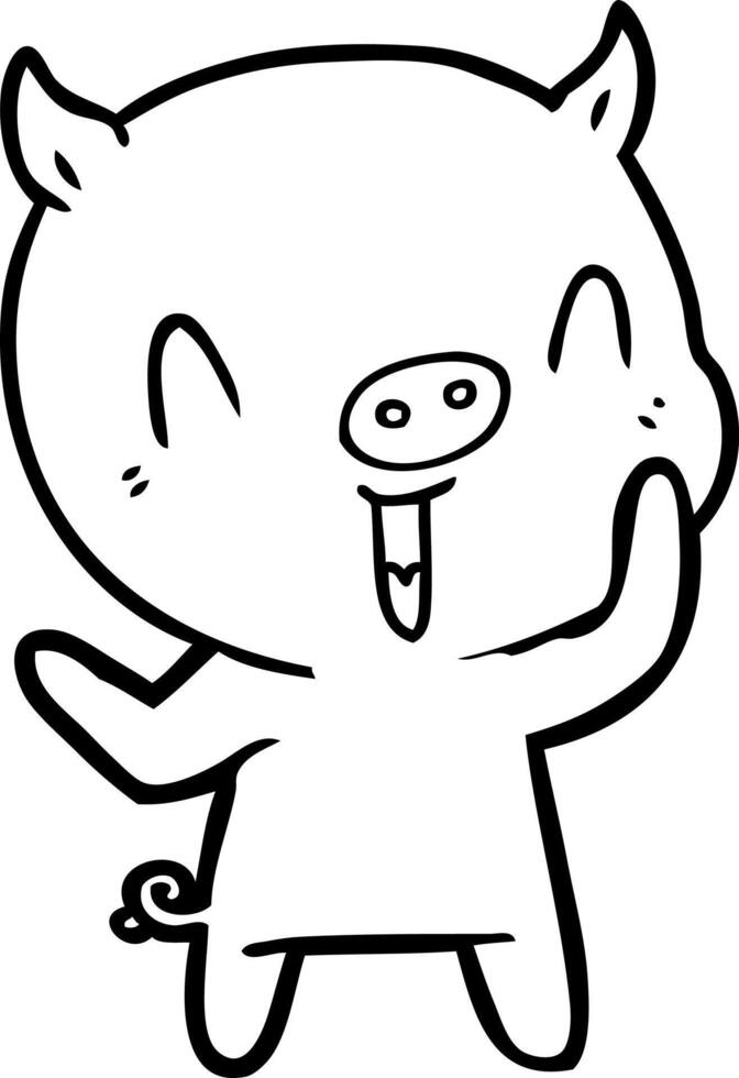 happy cartoon pig vector