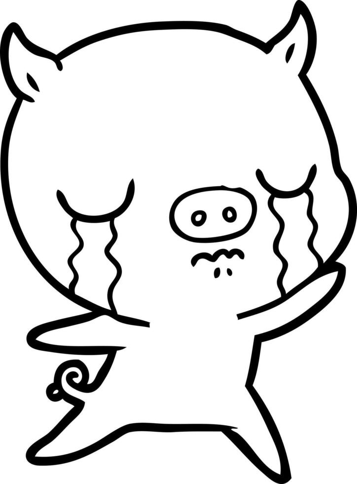 cartoon pig crying vector