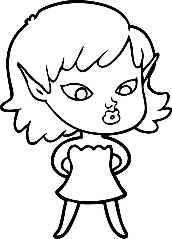 chica elfo de dibujos animados bonita vector