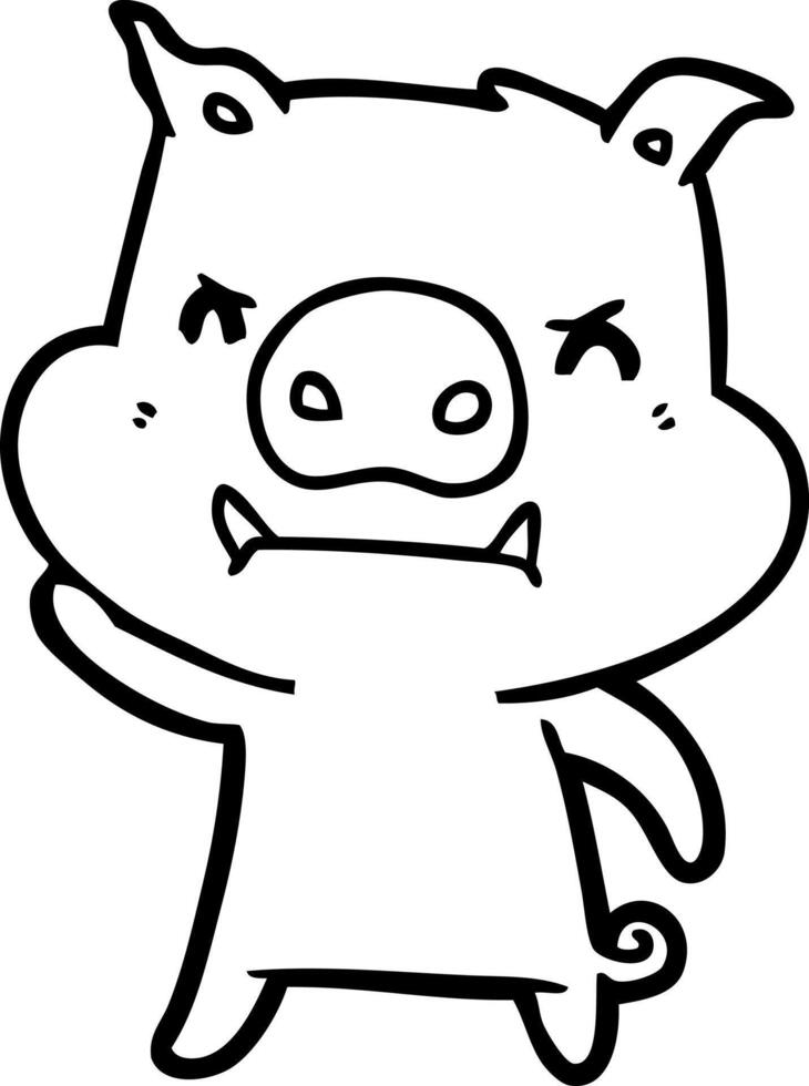 angry cartoon pig vector