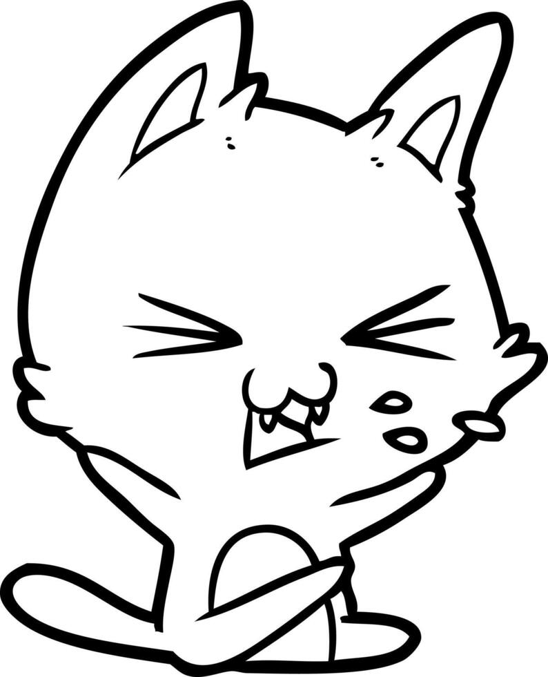 cartoon cat hissing vector