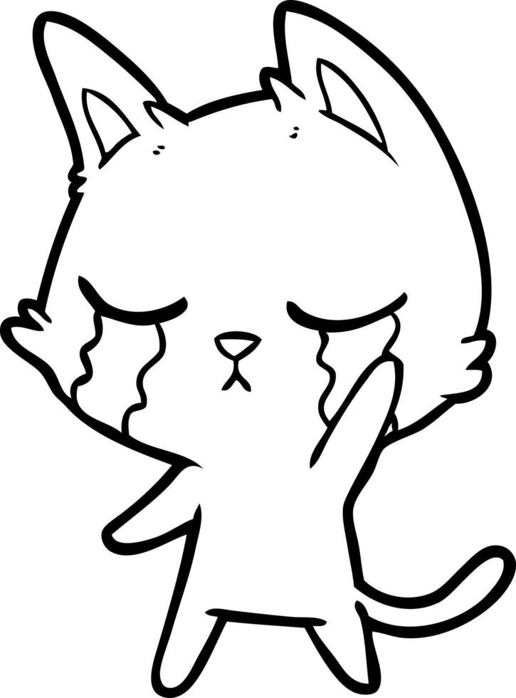 crying cartoon cat vector