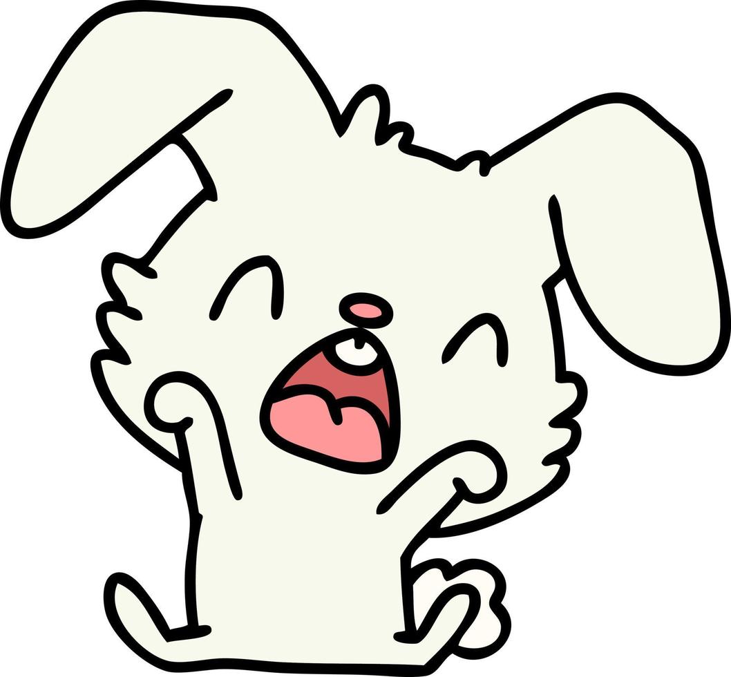 caricatura de un lindo conejo bostezando y estirándose vector