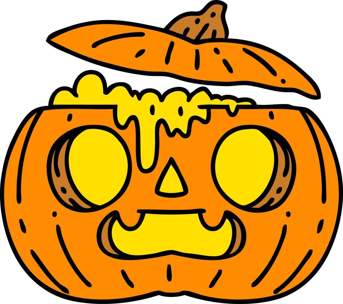 dibujos animados de una calabaza de halloween espeluznante vector