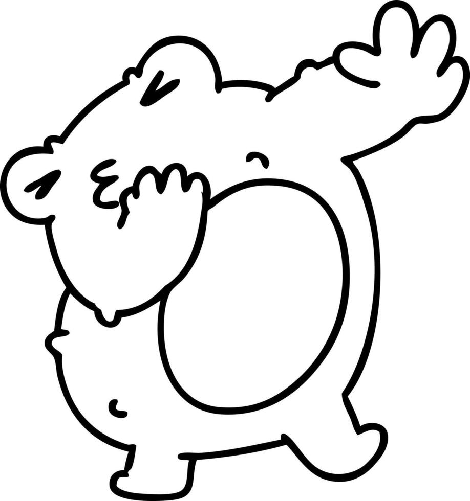 line doodle of a frog dancing vector