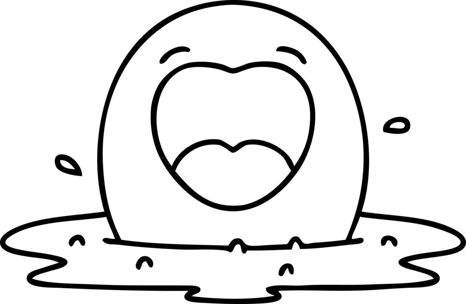 line doodle of a very happy fried egg vector