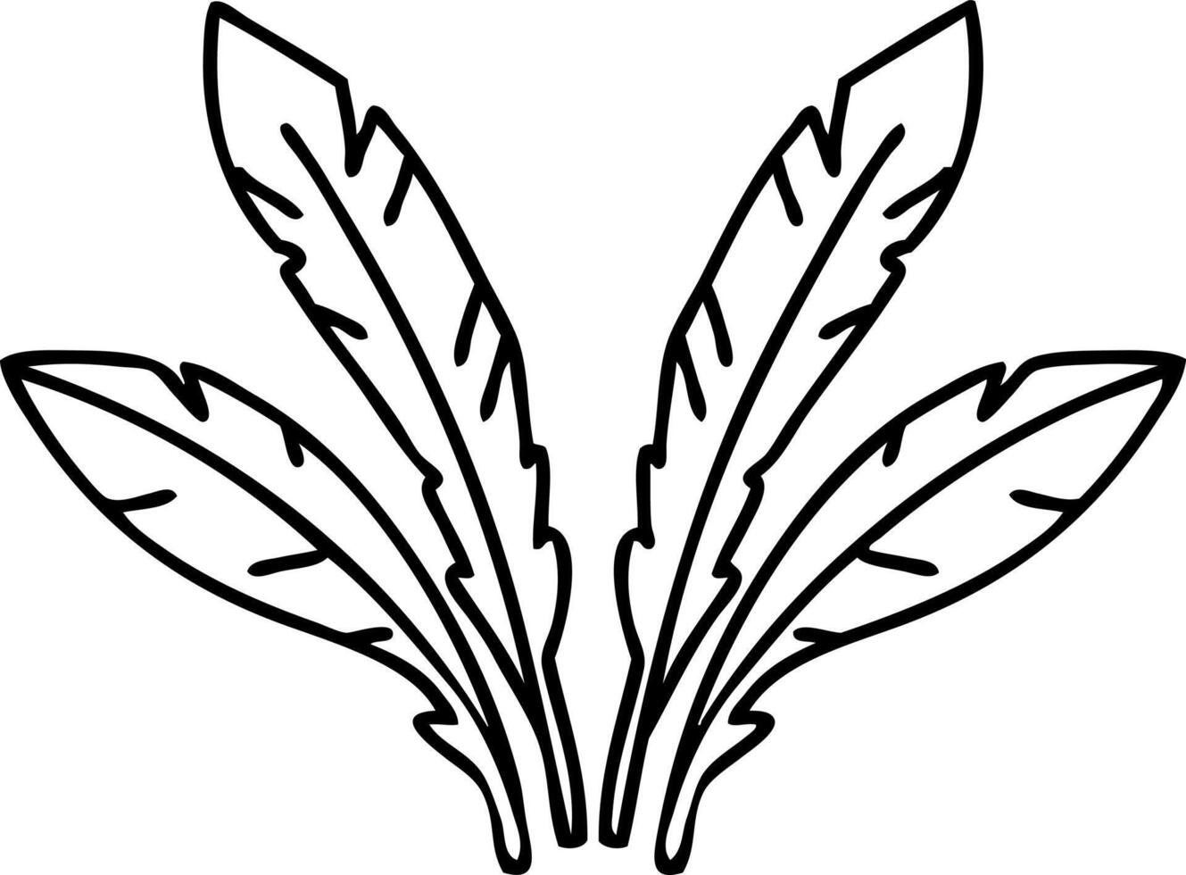 line doodle set of feathers looking right grand vector