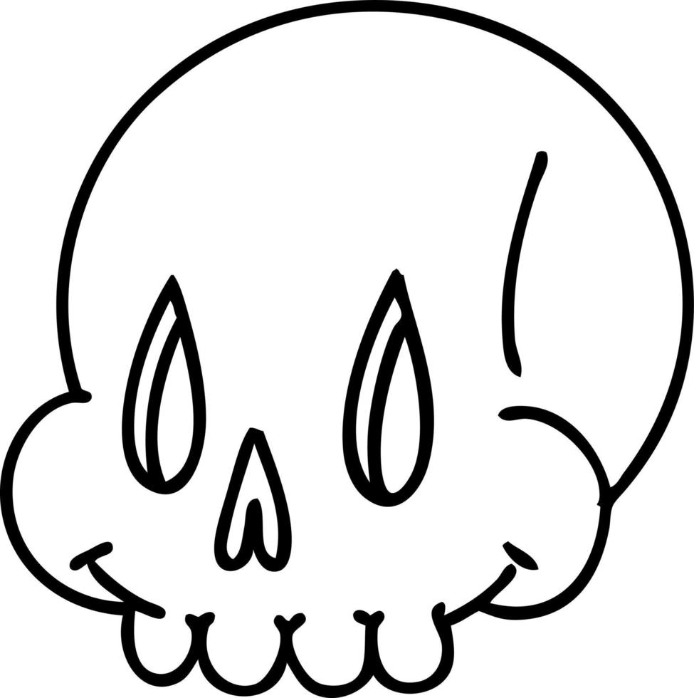 line doodle of a spooky skull vector