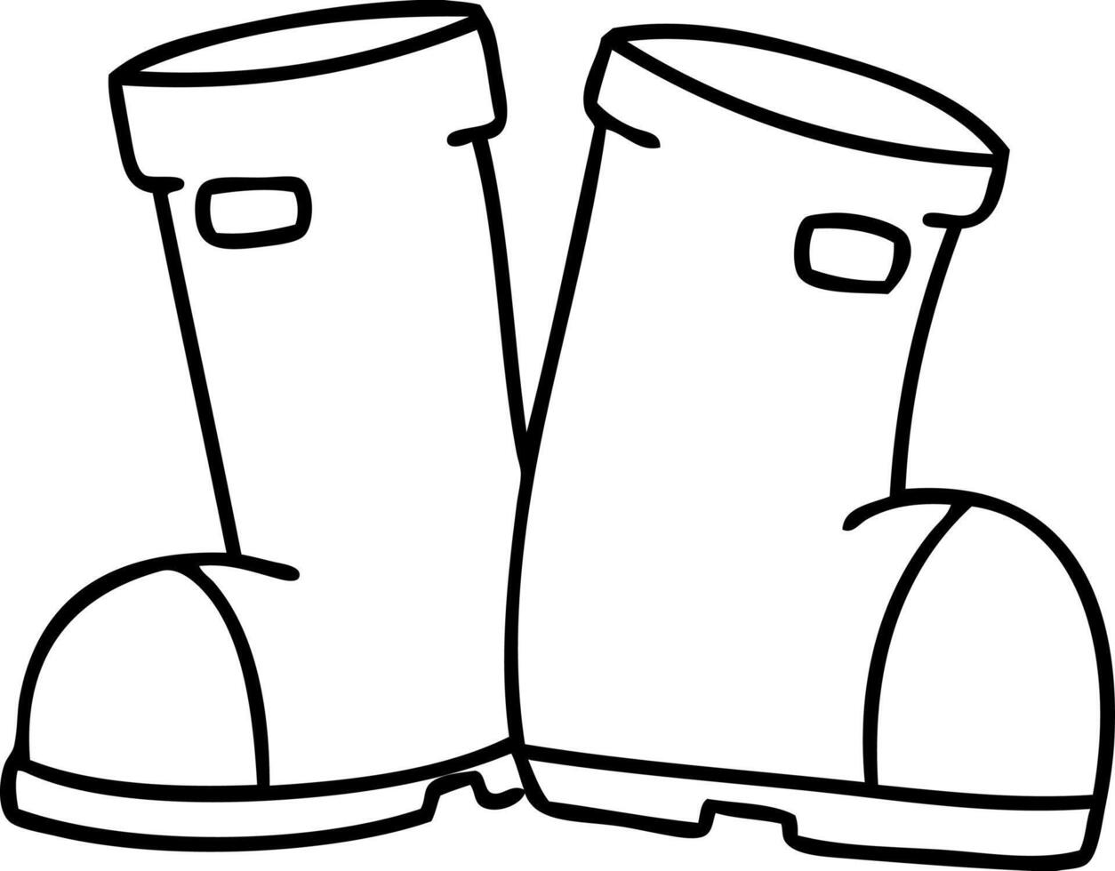 line doodle pair of wellington boots vector