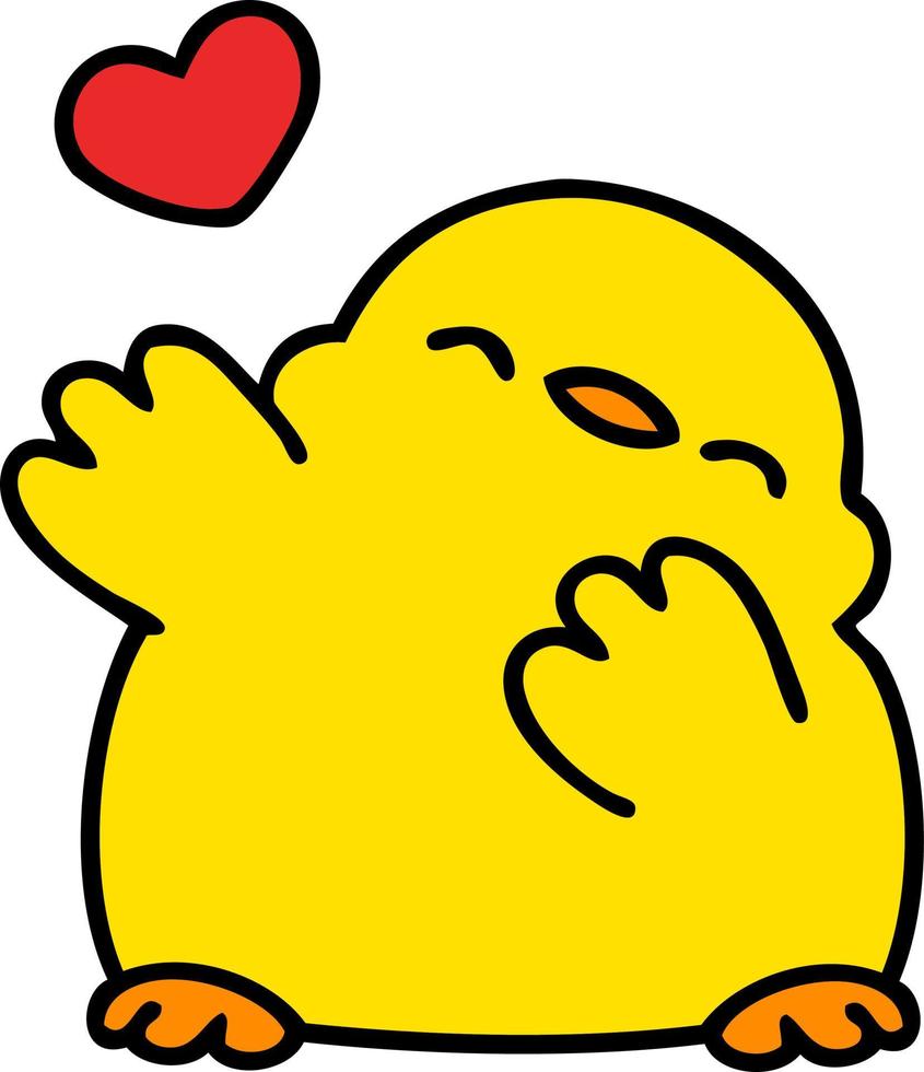 cartoon of a cute baby bird with love heart vector