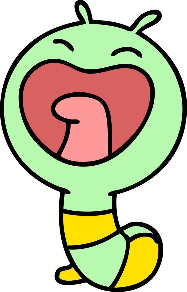 cartoon of a happy little caterpillar worm vector