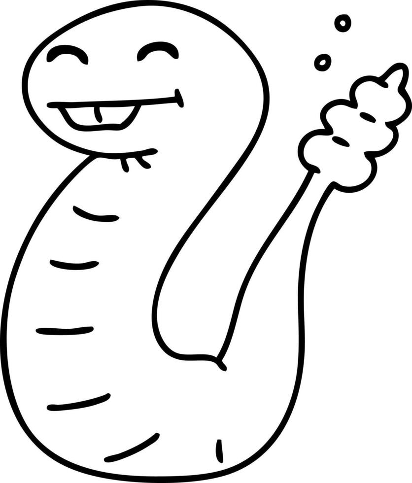 line doodle of a happy snake vector