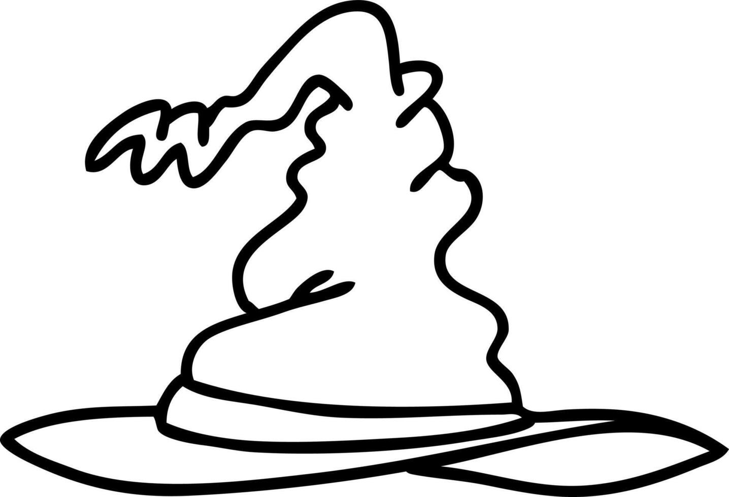 line doodle of a spooky witch hat vector