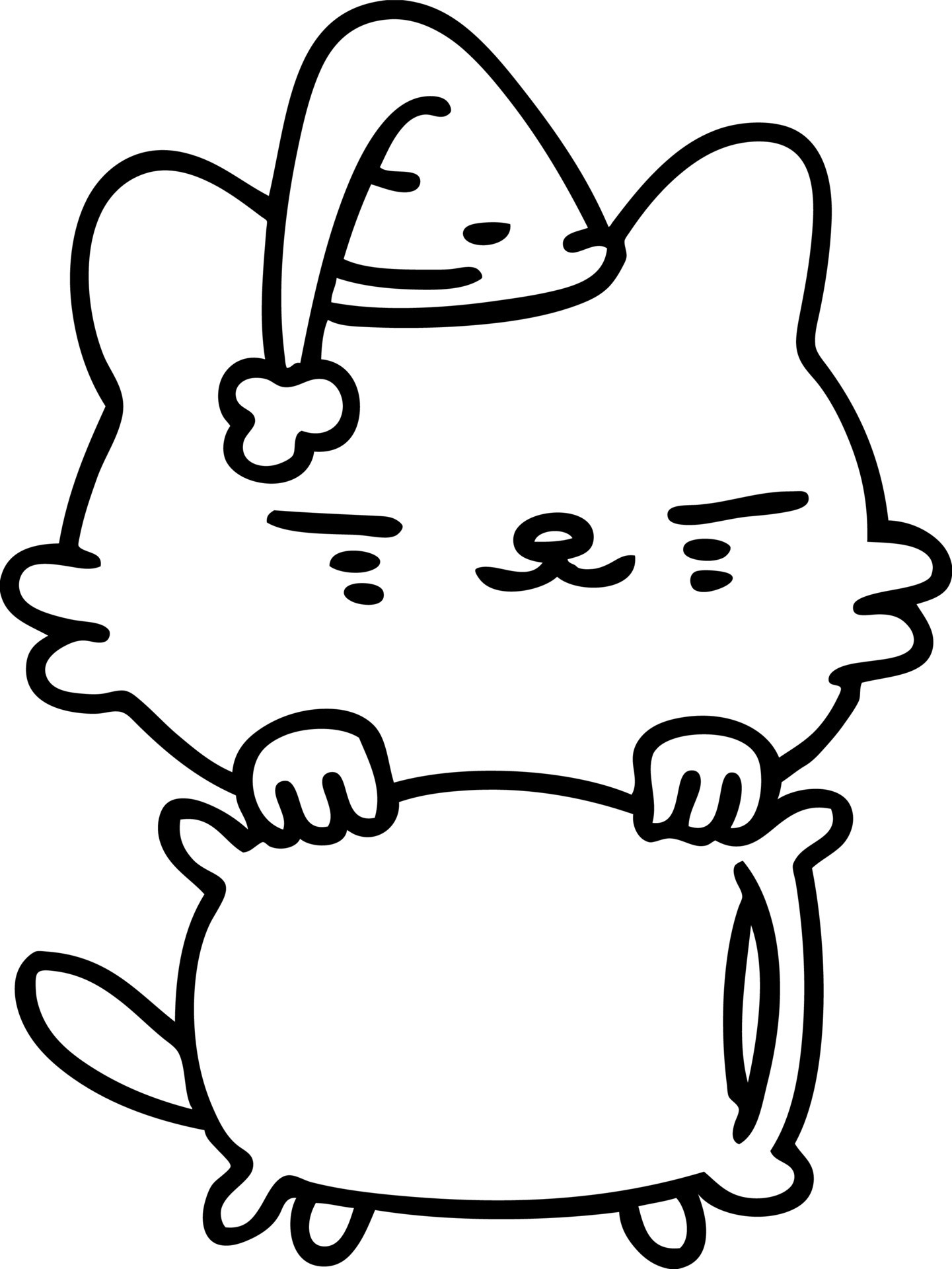 line doodle of a tired cat ready for bed 12550201 Vector Art at Vecteezy