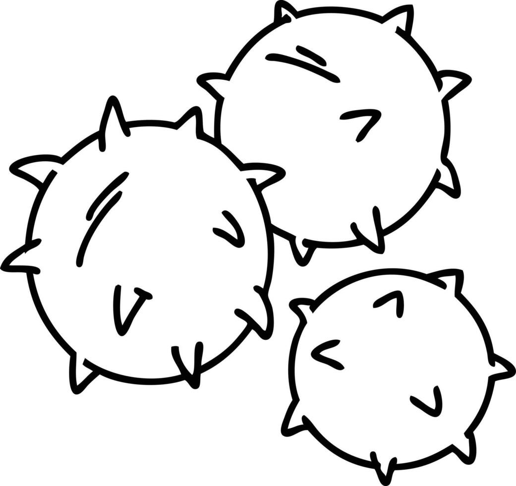 line doodle of spiked conkers waiting to be opened vector