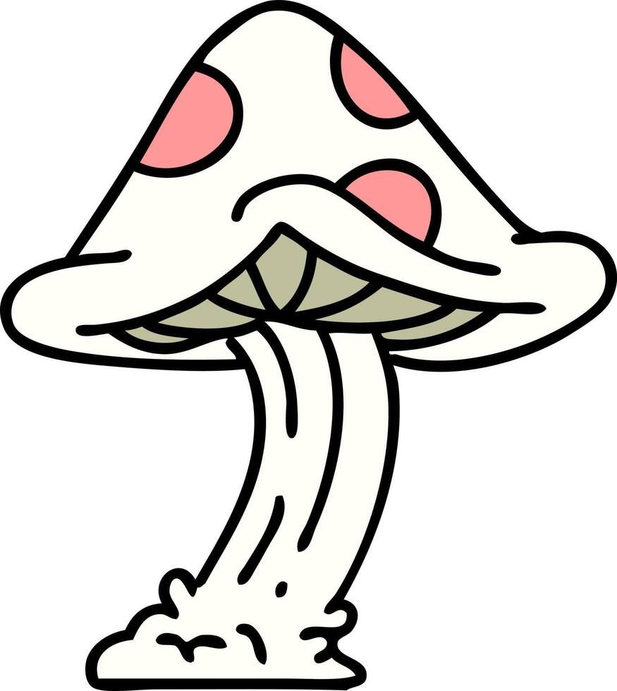 cartoon of a poisonous toadstool mushroom vector