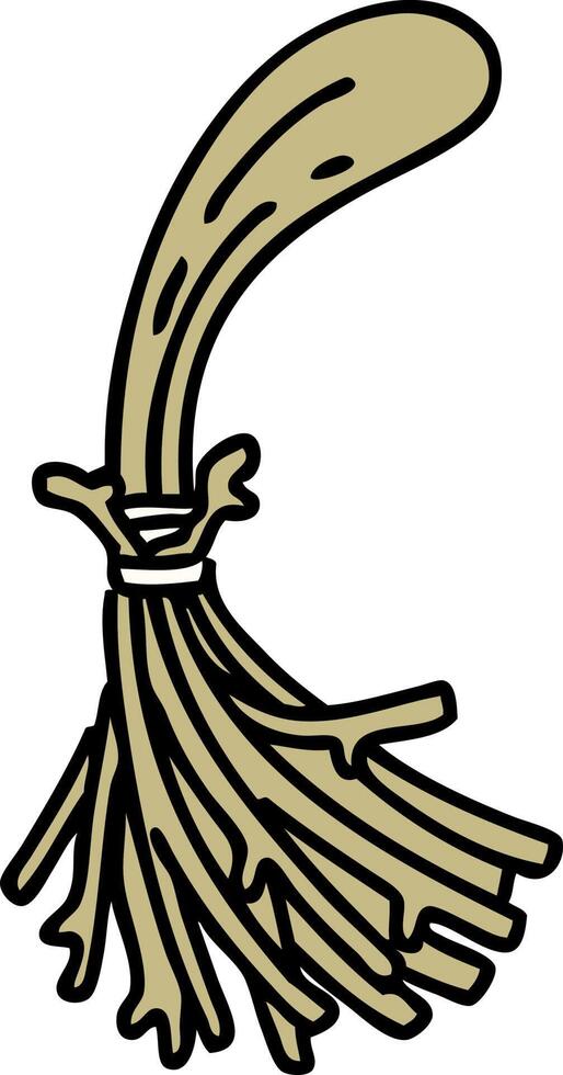 cartoon old style broom stick vector