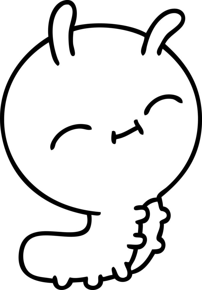 line doodle of a cute happy bug vector