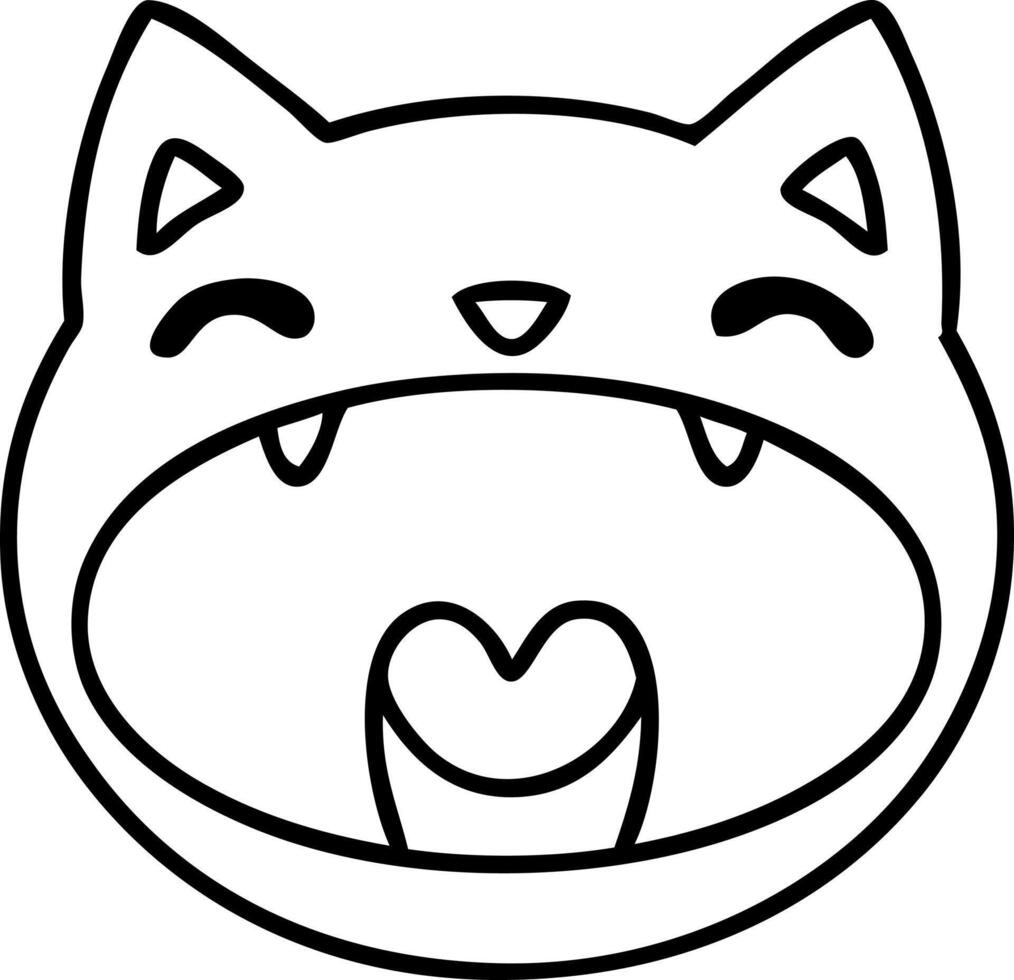 line doodle of a cat yawning or maybe meowing loudly vector