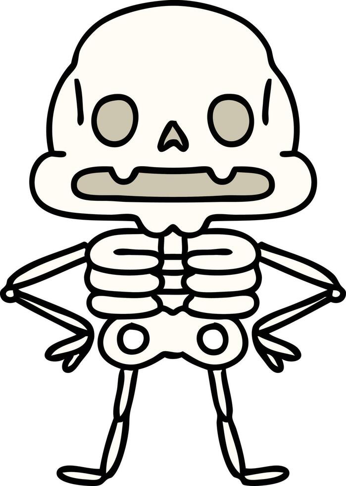 cartoon spooky skeleton of unparalleled confidence vector