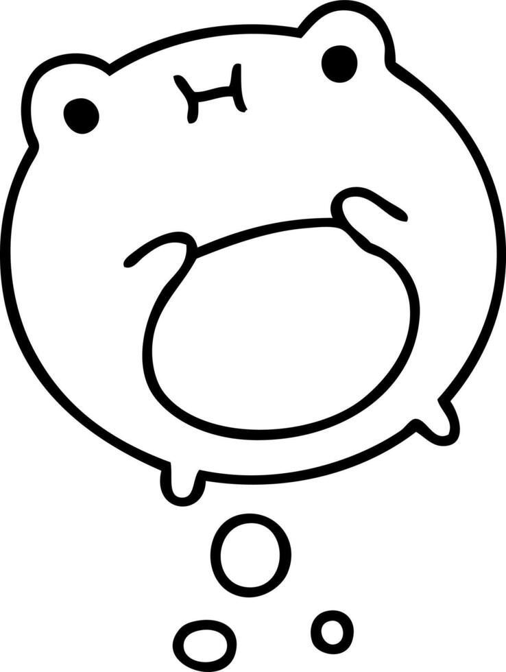 line doodle of a cute frog vector