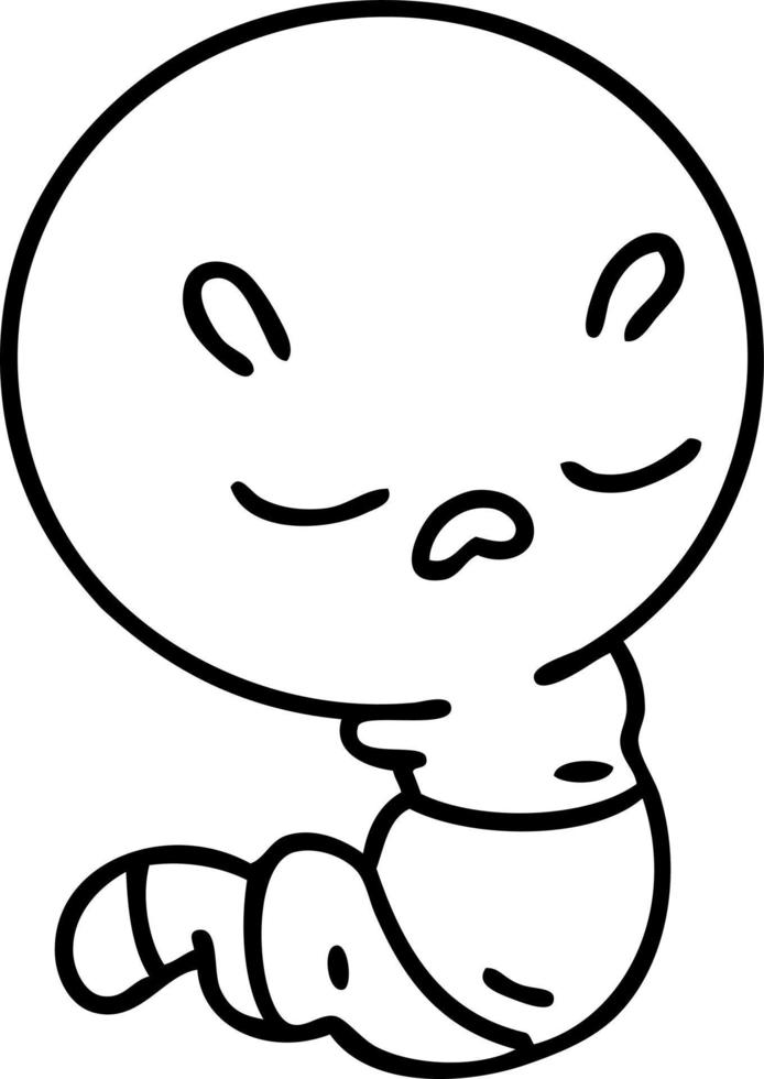 line doodle of a cute worm vector