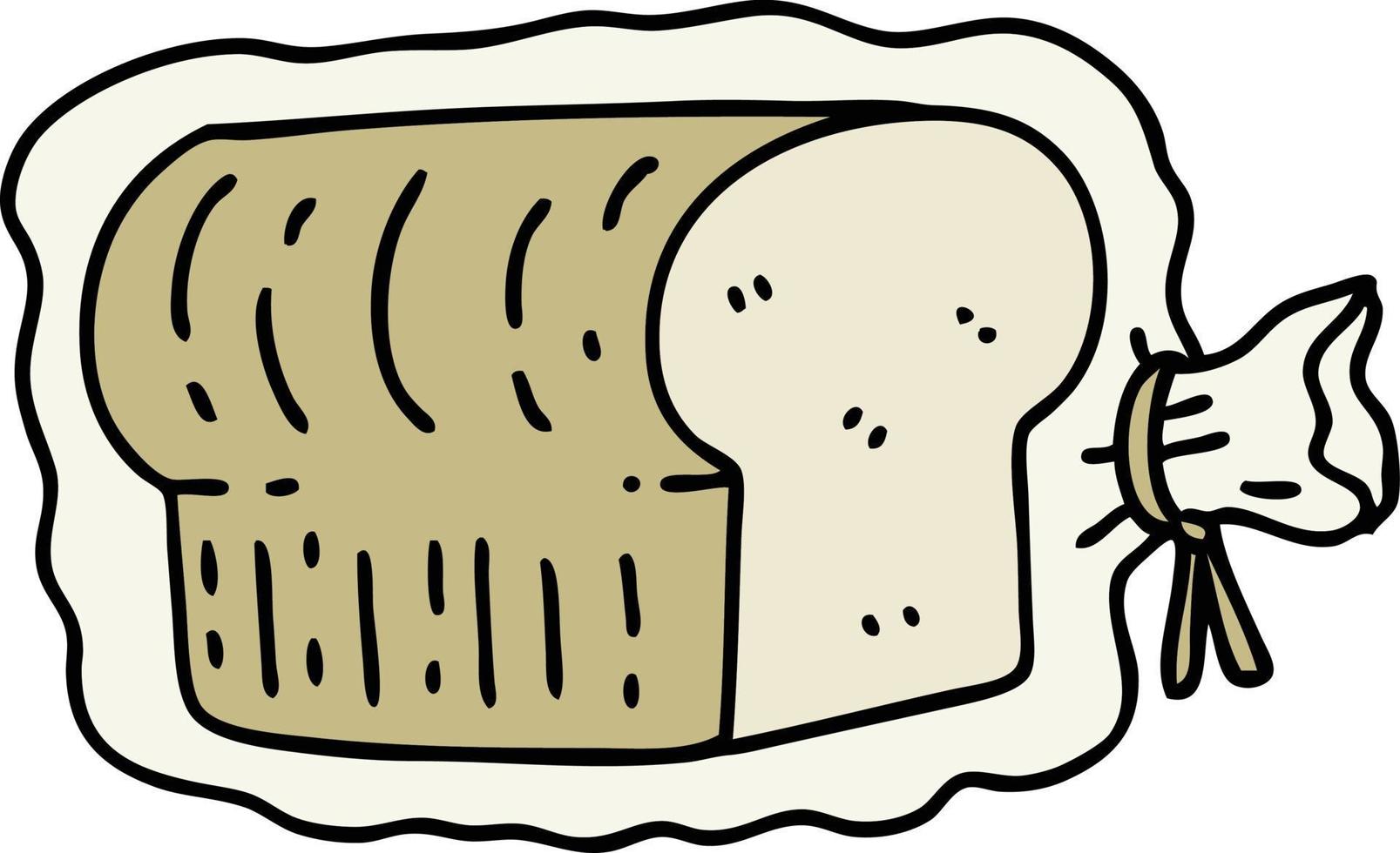caricatura, hogaza de pan, en, bolsa plástica vector