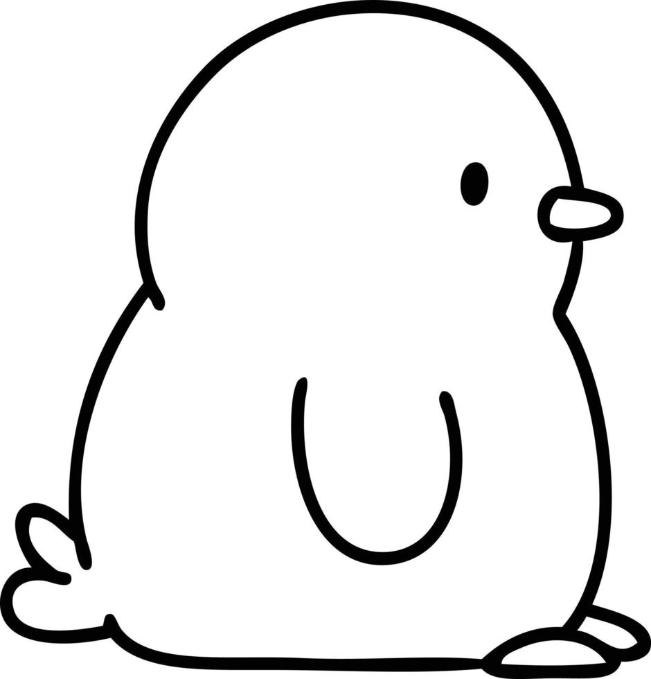 garabato de línea de un pequeño pingüino lindo vector