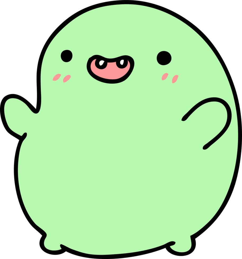 cartoon of a happy bean creature vector