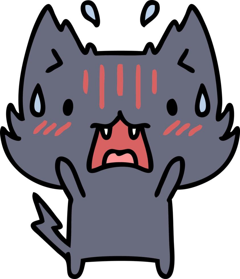 cartoon of a cute halloween cat afraid vector