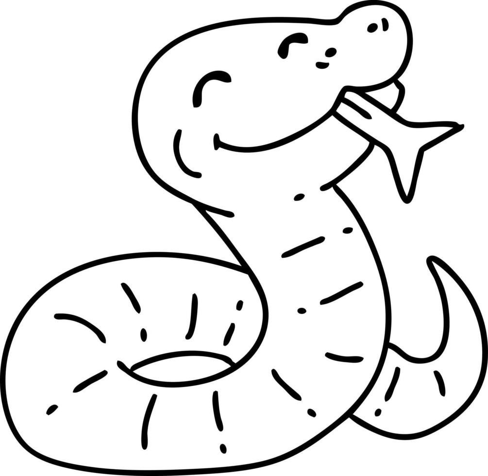 line doodle of a happy snake vector