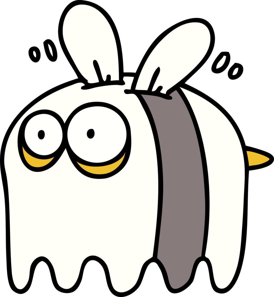 cartoon of a bee dressed as a ghost for halloween vector