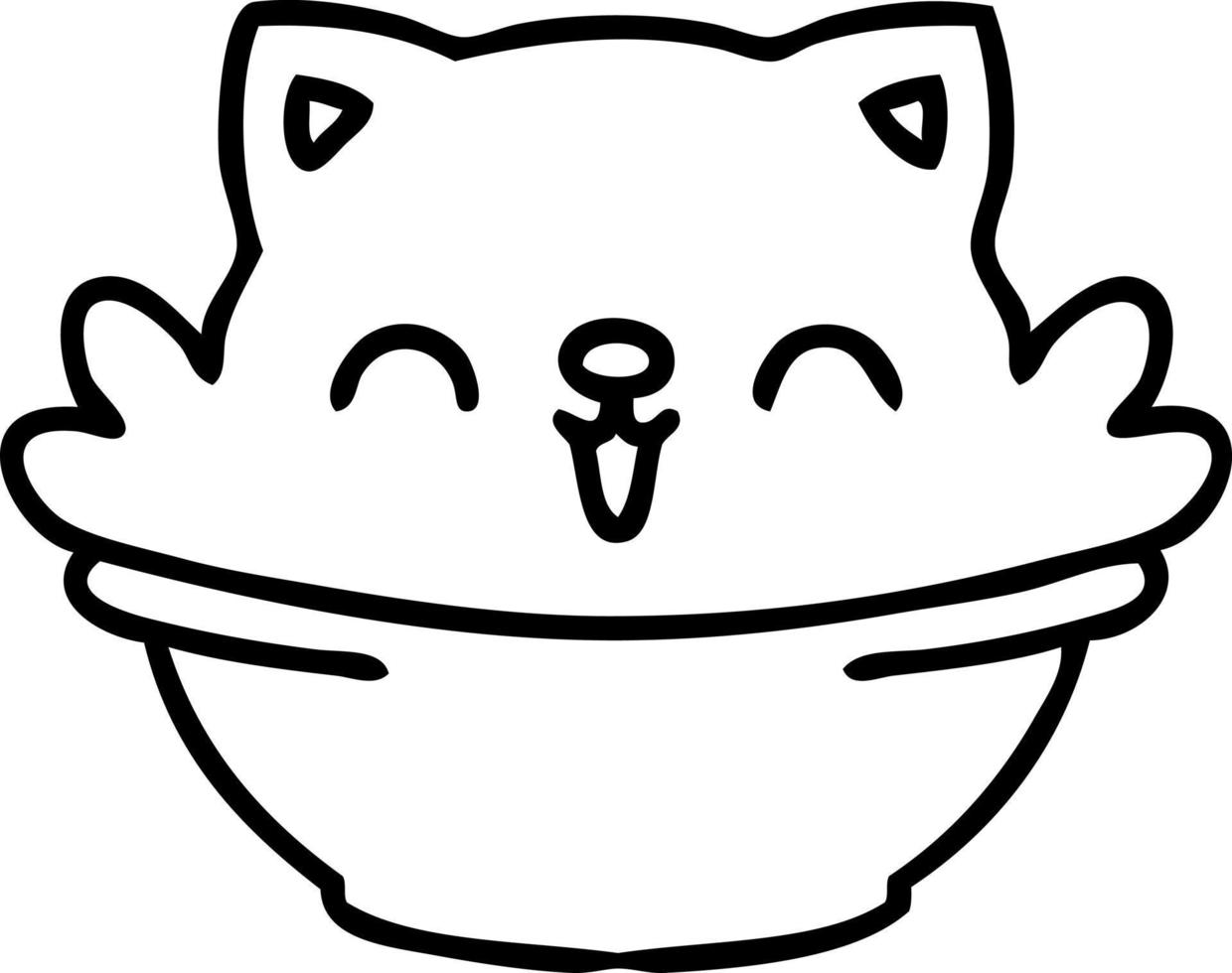 line doodle of some sort of cute cat pudding bowl thing vector