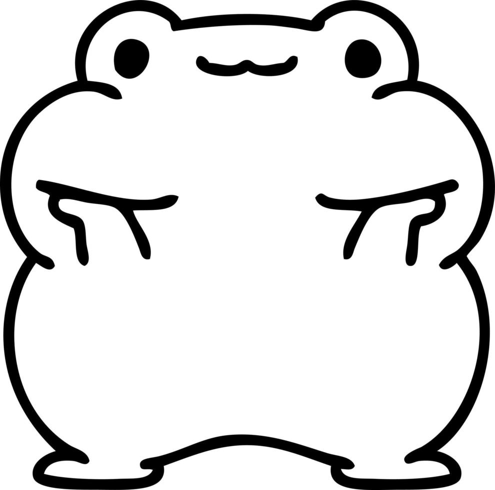 line doodle of a cute frog vector