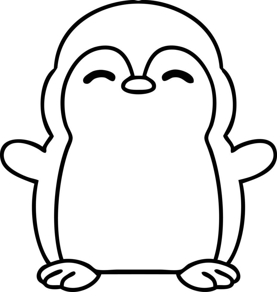 line doodle of a cute little penguin vector