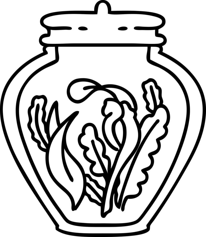 line doodle jar of spell ingredients vector