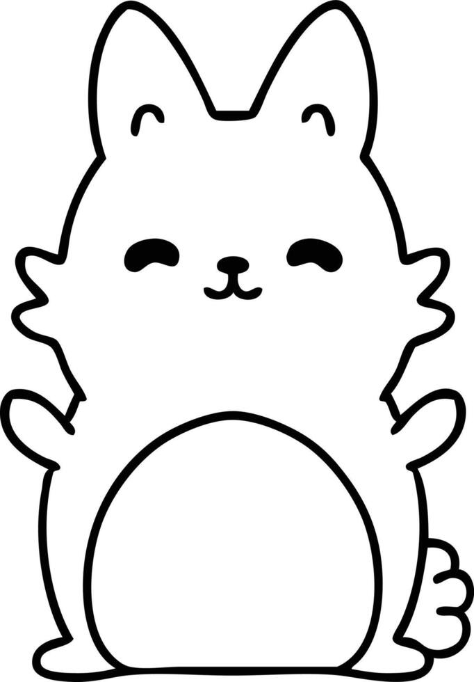 line doodle of a happy pet rabbit vector