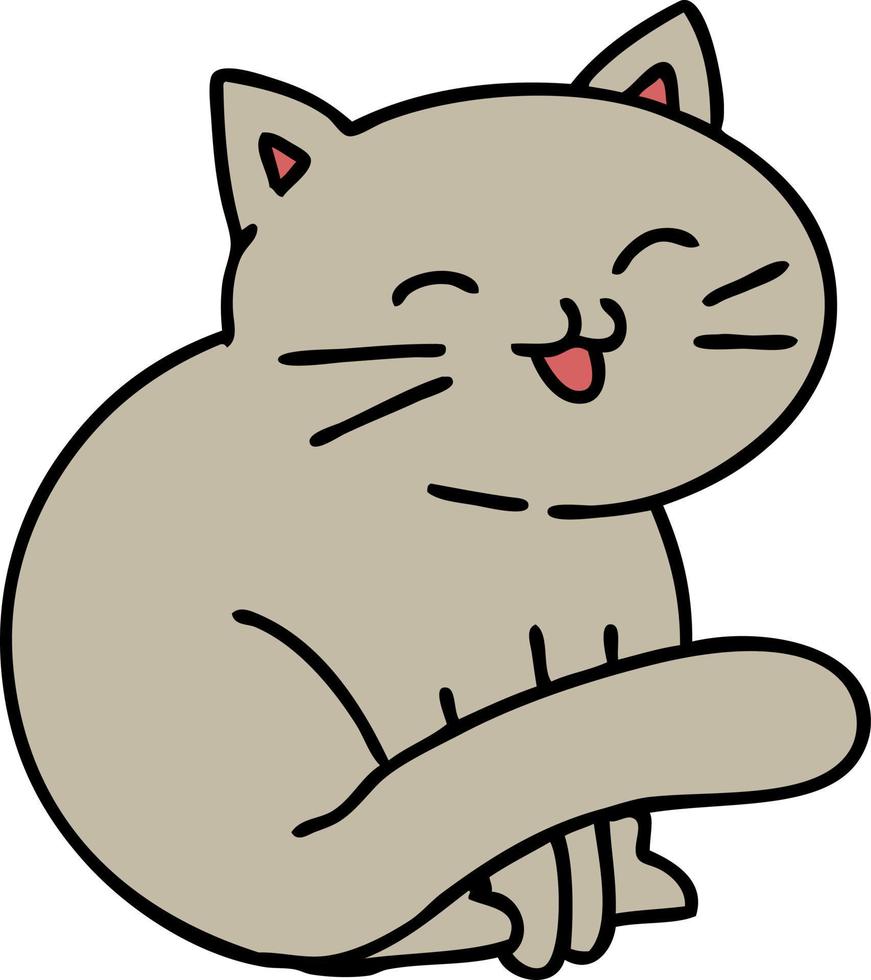 caricatura de un gato feliz sentado vector