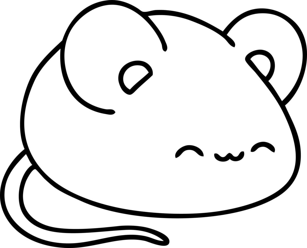 line doodle of a cute mouse vector