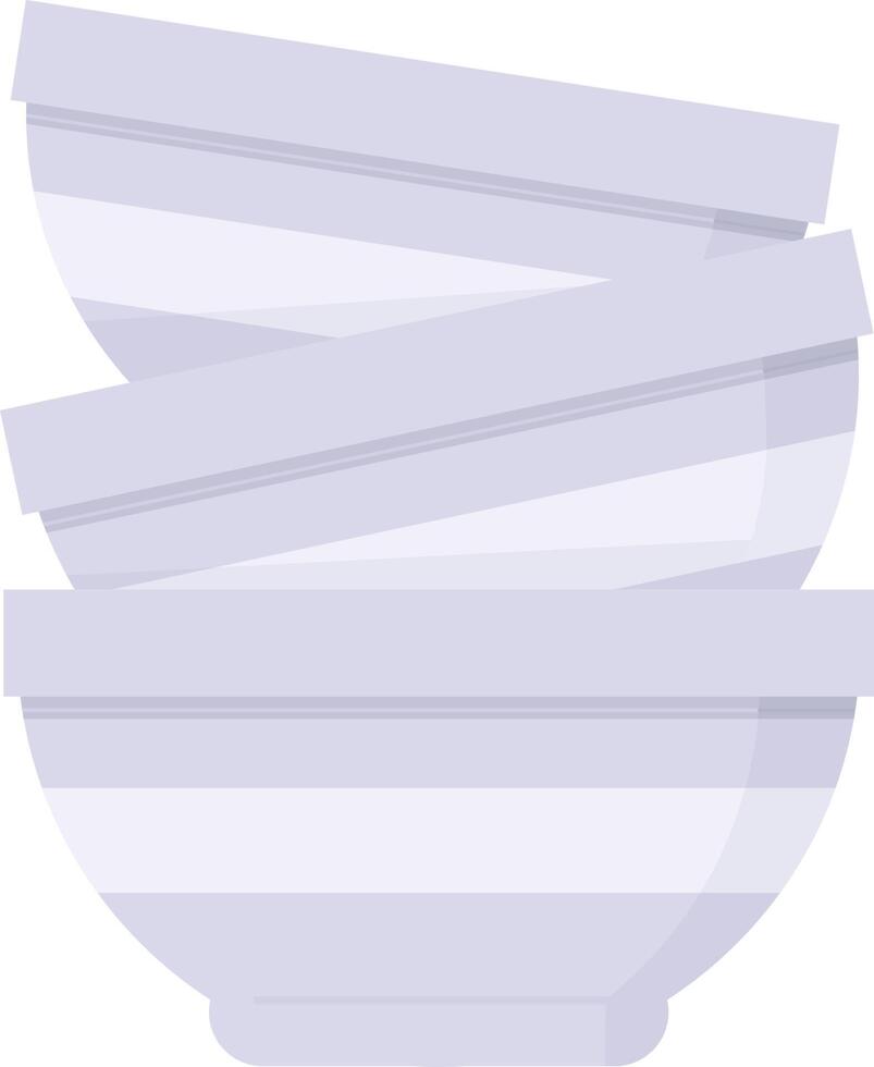 Flat colour illustration of a stack of bowls vector