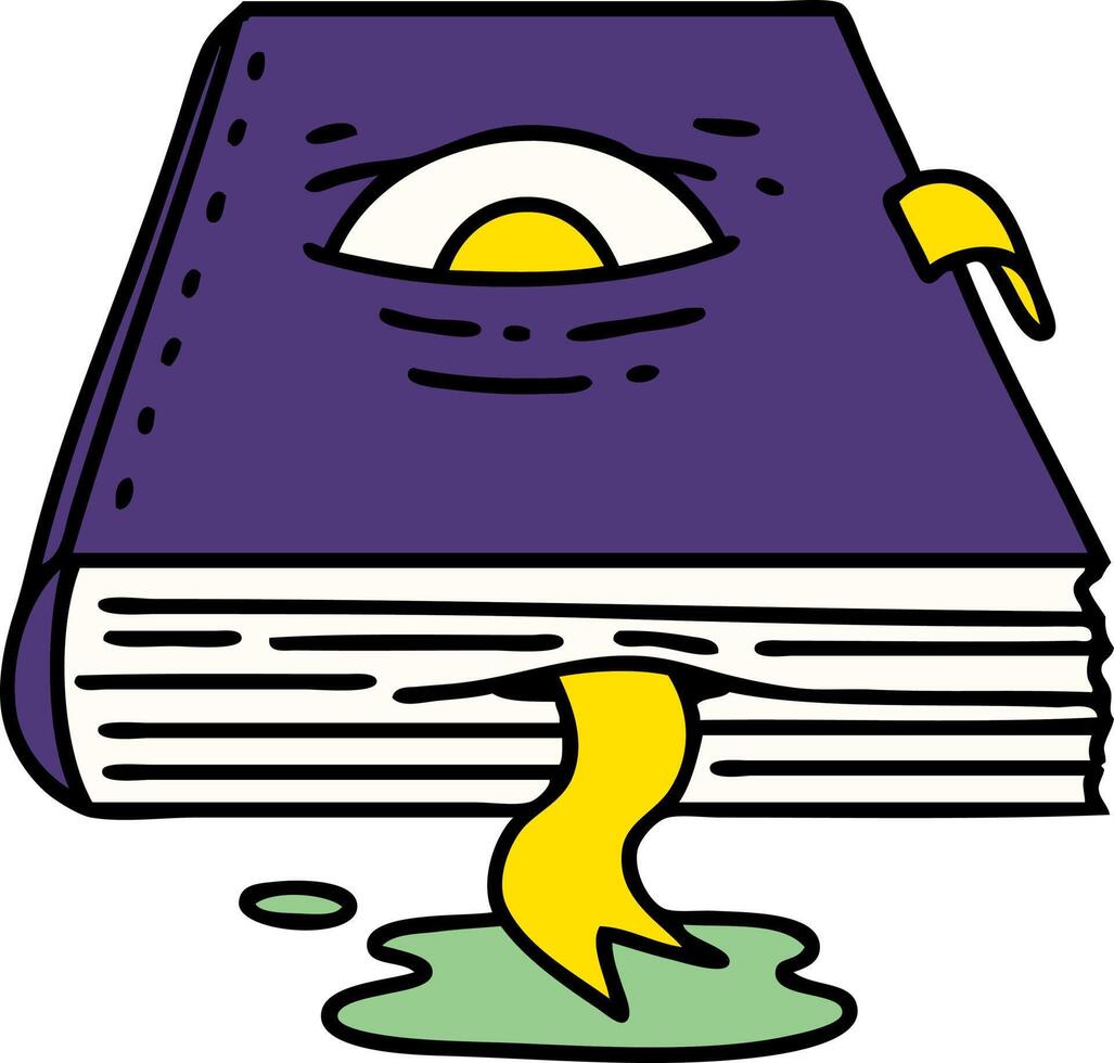 cartoon of a spooky spellbook with eyeball vector