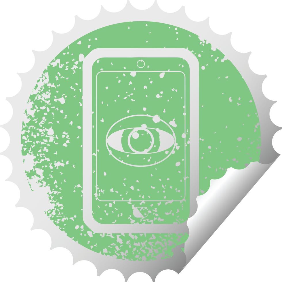 cell phone watching you graphic distressed sticker illustration icon vector