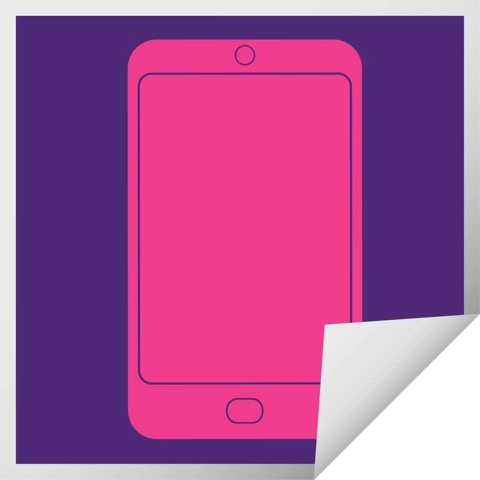 cell phone graphic square peeling sticker vector